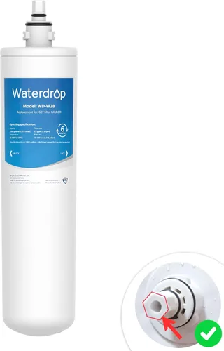 Miniatura 10 de Waterdrop FQK1R, GXULQR - Filtro de repuesto para debajo del fregadero, certificado NSF/ANSI 42 372, repuesto para cabezal hexagonal GE SmartWater