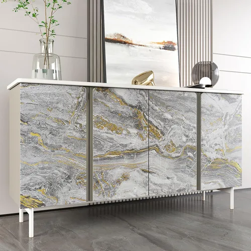 Miniatura 7 de VEELIKE Papel de contacto para encimera de mármol líquido dorado gris, impermeable, despegar y pegar para cocina, 15.7 x 354 pulgadas, papel tapiz