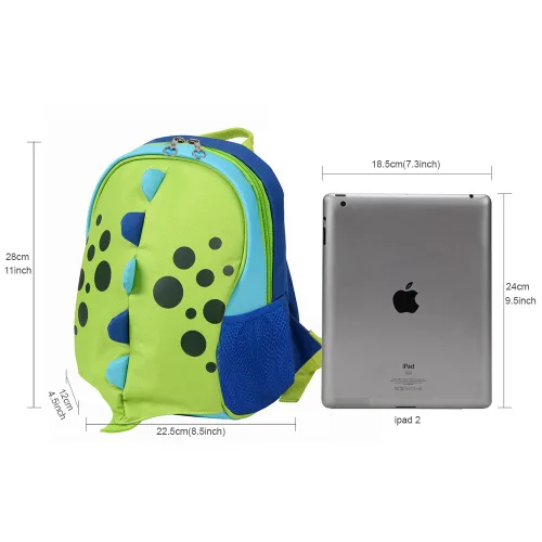 Miniatura 8 de Yodo, Bolsa para almuerzo aislada y mochila preescolar infantil, con correa de arnés de seguridad para niños o niñas, Dinosaur