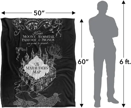 Miniatura 5 de Harry Potter Marauder's Map - Manta con licencia oficial de tacto sedoso, manta súper suave, 36 x 58 pulgadas, color blanco y negro