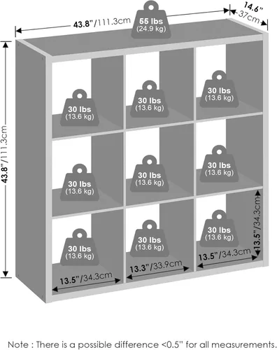 Miniatura 2 de Furinno Organizadores y almacenamiento de armario cúbicos, organizador de armario de 9 cubos, estante abierto, marco extra grueso para armario