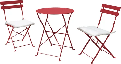 Miniatura 19 de Grand patio Juego de muebles plegables de 3 piezas para exteriores con marco de acero de primera calidad, diseño portátil para bistró y balcón Verde