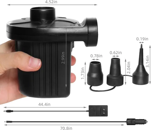 Miniatura 7 de Bomba de aire eléctrica, 110 V CA/12 V CC, 5000 PA 50 W portátil de llenado rápido, adaptador de corriente para automóvil, bombas