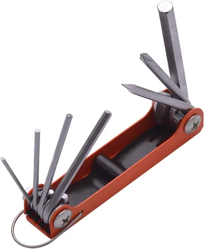 Edward Tools Juego de llaves Allen plegables con destornillador Phillips y cabeza plana, tamaños de llaves hexagonales métricas, acero cromado