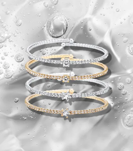Miniatura 32 de OZEL - Pulseras para mujer, chapados en oro real de 18 quilates, pulseras de oro de cristal colorido para regalos