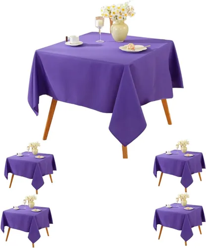Miniatura 11 de Paquete de 5 Manteles Cuadrados 60 x 60 Pulgadas de Carbón, Mantel de Poliéster Lavable para Uso en Hogar, Fiesta, Boda o Restaurante.