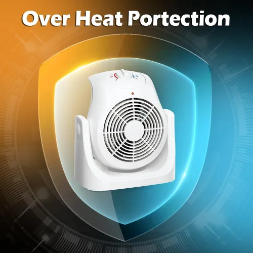Miniatura 5 de LifePlus Combo de Ventilador y Calentador 2 en 1, Ventilador de Escritorio de Enfriamiento Portátil, Ventilador Circulador de Aire Inclinación