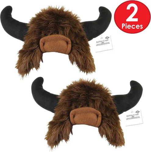 Miniatura 5 de Beistle Sombreros unisex de felpa de búfalo, 2 piezas, gorras con temática de granja, suministros para fiestas de animales, accesorios occidentales