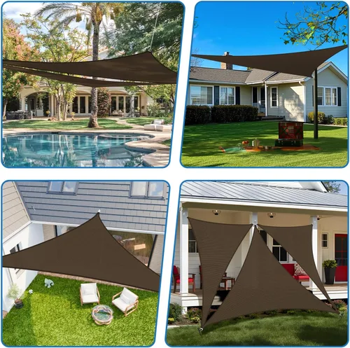 Miniatura 2 de TANG Vela de Sombra Solar Triangular de 10' x 10' x 10' Pies, Toldo de Sombra, Cubierta de Patio, Bloqueo UV, Tela Permeable para Pérgola, Patio