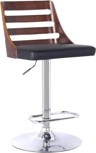 Miniatura 18 de Armen Living Adele - Taburete giratorio moderno de altura ajustable de piel sintética y madera de nogal con base cromada para encimera de isla
