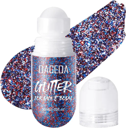Miniatura 19 de DAGEDA Gel de purpurina corporal, purpurina facial enrollable para maquillaje de sirena, accesorios para festivales, rave, gel holográfico