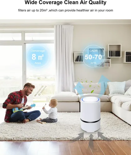 Miniatura 6 de MELEDEN Purificador de aire para el hogar con filtros HEPA verdaderos, purificadores de aire portátiles de bajo ruido con luz nocturna, limpiador