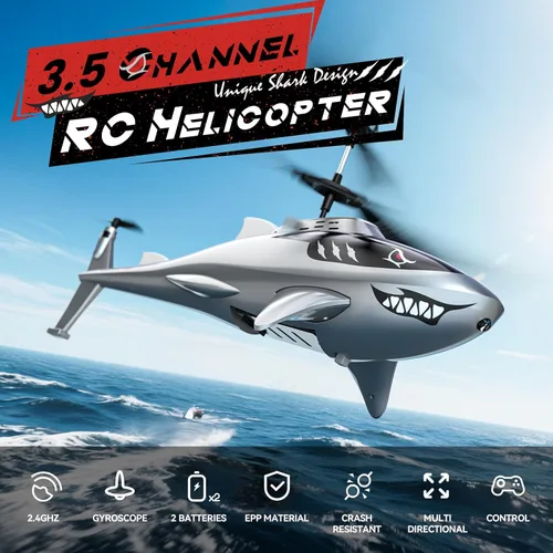 Miniatura 8 de DEERC Helicóptero de control remoto para niños y adultos, helicóptero RC Shark con retención de altitud, despegue/aterrizaje con una tecla, luces