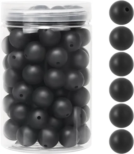 EVERMARKET - 110 cuentas focales de silicona, cuentas de silicona de 0.59 pulgadas para hacer llaveros, cuentas redondas de silicona a granel con