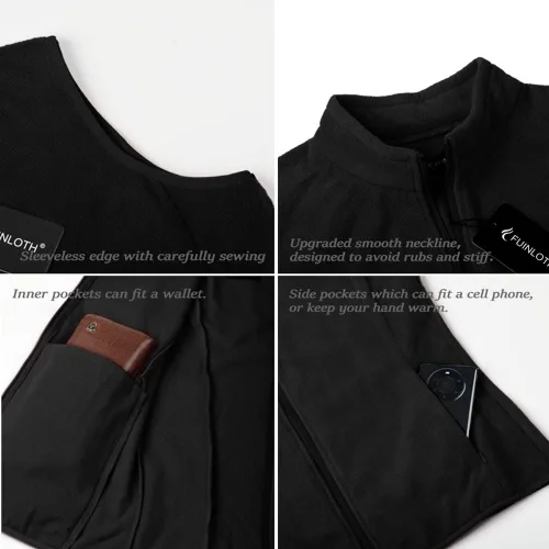 Miniatura 5 de Fuinloth Chaleco de vellón para mujer suave polar sin mangas ajuste clásico con cremallera en los bolsillos