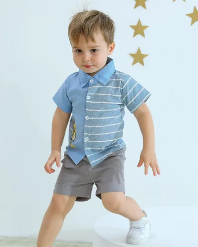 Miniatura 3 de KIMI BEAR Toddler Boys Clothes Baby Boy Outfit Summer Shirt Little Boy Shorts Set Cotton Clothes for Boys