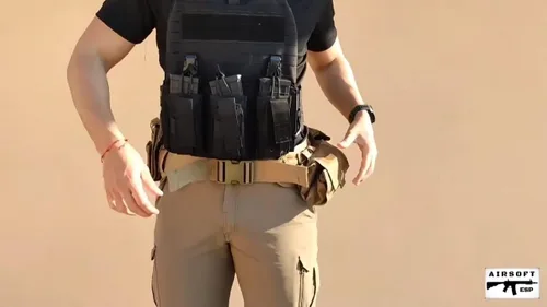 Miniatura 4 de YAKEDA Cinturón Táctico de Combate Cinturón de Servicio Aplicación de la Ley Cinturón de Utilidad Cinturón de Policía Conjunto 5 PIEZAS Canela