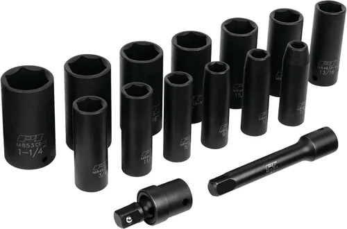 Miniatura 2 de Performance Tool M797 - Juego de 15 piezas de impacto SAE de 1/2 pulgada, kit de herramientas resistentes de grado profesional para uso automotriz e