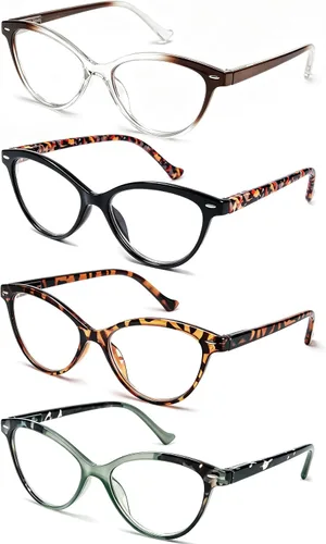 Miniatura 6 de HEEYYOK 1.75 lentes de lectura para mujer con cara pequeña, diseño de ojo de gato, paquete de 4 lentes de lectura con bisagra de resorte Paquete
