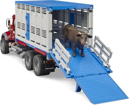 Miniatura 2 de Bruder 02830 Mack Granito Ganado Transporte Camión con 1 Ganado