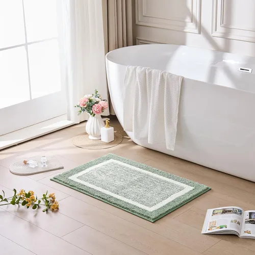 Miniatura 14 de CozeCube Tapetes de baño para baño antideslizantes, alfombras de baño de microfibra absorbente esponjosas lavables, alfombras de baño estéticas