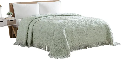 Miniatura 16 de Beatrice Home Fashions Colcha de Chenilla con Medallón, Full, Blanco