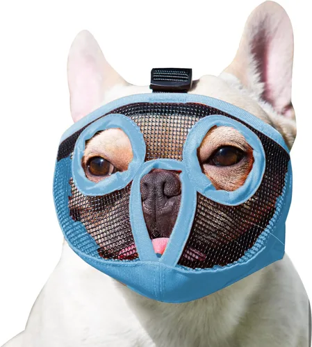 Miniatura 11 de Bozal para perro de hocico corto - Bozal ajustable de malla transpirable para bulldog para morder, masticar, lamer, aseo, mascarilla para perros