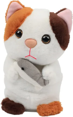 Miniatura 9 de Hopearl Gatito parlante repite lo que dices, gato con pez, juguete animado interactivo eléctrico, juguete de peluche para niños pequeños, 7 pulgadas