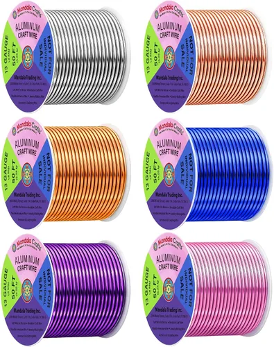 Miniatura 359 de Mandala Crafts - Alambre de aluminio anodizado de 8 calibre para hacer joyas - 9.75 m de alambre flexible negro colorido - Flexible para bonsái