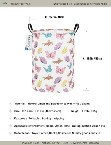 Miniatura 2 de Cesta de lavandería redonda impermeable, cesta de almacenamiento plegable, cestas de lavandería con asa, cesta de regalo, adecuada para habitación