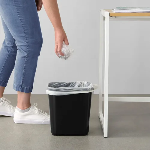 Miniatura 6 de Amazon Basics Cubo de basura pequeño, papelera rectangular para oficina comercial, 3 galones (paquete de 2), color negro