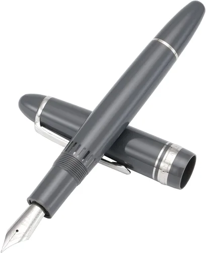 Miniatura 8 de Majohn P136 Pluma estilográfica de pistón, punta extra fina con caja, juego de pluma de escritura de resina azul oscuro Azul - Clip de plata
