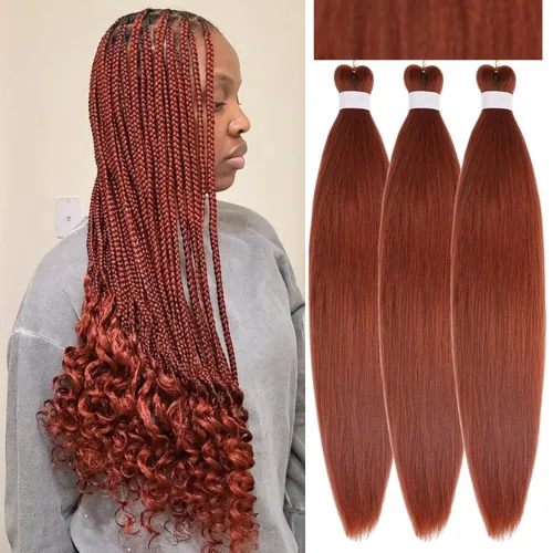 Miniatura 108 de Cabello estirado de fibra Kanekalon para trenzar con cabello humano, color oro rosado, 30 pulgadas
