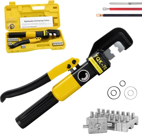 Miniatura 11 de Herramienta de Crimpado Hidráulico de 10 Toneladas - Kit de Crimpado de Cables de Batería y Terminales de 12 AWG a 2/0 AWG con 9 Pares de Troqueles