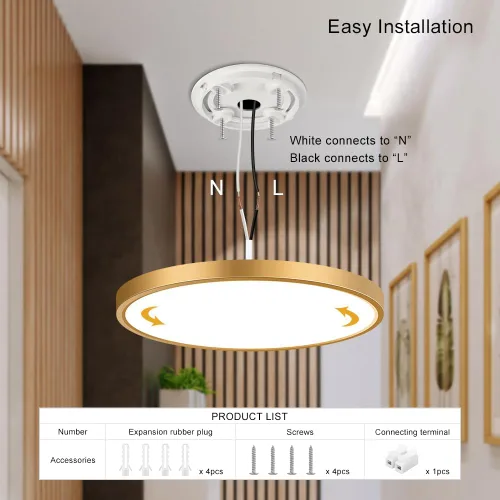 Miniatura 7 de Lámpara de techo LED dorada de 9 pulgadas, 18 W, 1800 lúmenes, 3000 K, luz blanca cálida, lámpara de techo LED redonda de perfil bajo