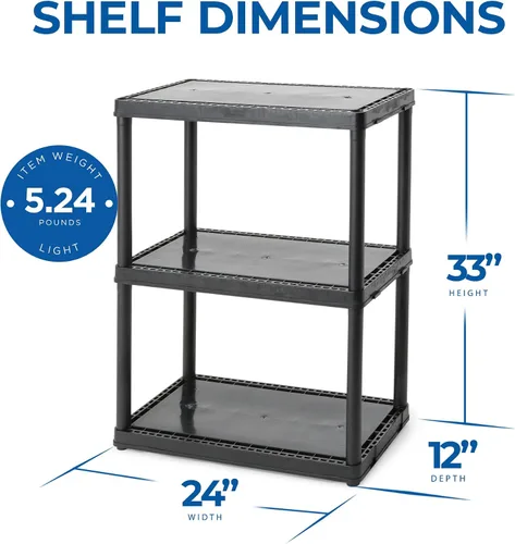 Miniatura 3 de Gracious Living Sistema de organización de almacenamiento de 3 estantes de altura fija, uso ligero, sólido, de 12 x 24 x 33 pulgadas, para hogar