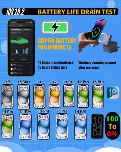 Miniatura 5 de Batería de diagnóstico para iPhone 13 sin advertencia de parte desconocida emergente, 3500 mAh de alta capacidad de polímero de litio recargable