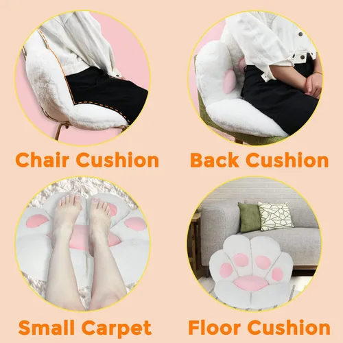 Miniatura 5 de ELFJOY Cojín de pata de gato, cómodos cojines de felpa para sillas de oficina, computadora, juegos, almohada de suelo suave y bonita para decoración