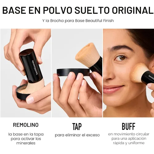 Miniatura 9 de bareMinerals Base de maquillaje original en polvo suelto SPF 15, maquillaje facial en polvo mineral limpio, cobertura transparente a completa, sin