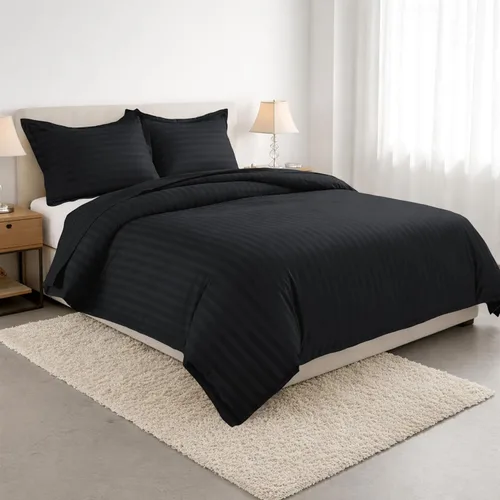 Miniatura 2 de Elegant Comfort Silky-Soft - Juego de funda de edredón de 3 piezas, calidad hotelera, 1500, sin arrugas, tamaño matrimonial/queen, color negro
