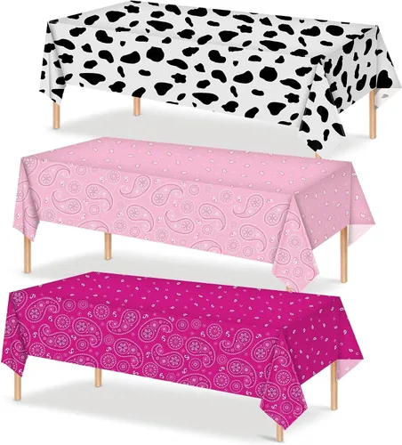 Miniatura 17 de Tatuo Mantel de fiesta del oeste con estampado de cachemira, mantel de bandana, mantel de plástico rectangular con flores para fiesta temática