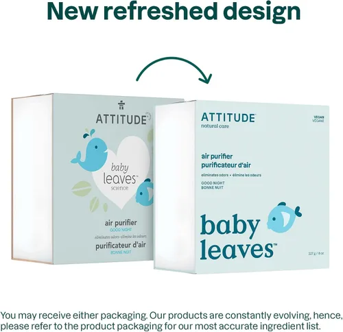 Miniatura 2 de ATTITUDE Purificador de aire para bebés, ambientador de carbón activado, removedor de olores, a base de plantas y minerales, vegano, buenas noches