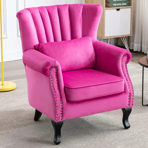 Miniatura 20 de LZAREAL Juego de 2 Sillones de Lectura Accent con Brazos para Sala de Estar, Dormitorio, Sillón de Esquina Cómodo Moderno de Mediados de Siglo, rosa
