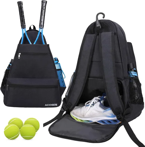 ACOSEN Bolsa de Tenis Mochila de Tenis - Bolsas de Tenis Grandes para Mujeres y Hombres para Sostener Raqueta de Tenis, Palas de Pickleball, Raqueta