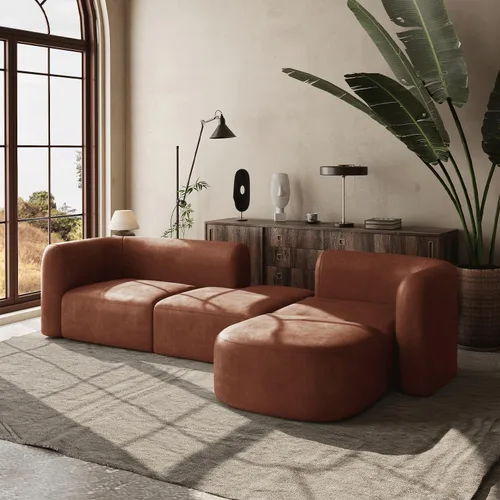 Miniatura 3 de Acanva - Sofá de terciopelo de lujo moderno con respaldo curvo estrecho, sofá cómodo de estilo minimalista para sala de estar y apartamento