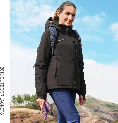 Miniatura 14 de CAMEL CROWN - Chamarra de esquí para mujer, impermeable, con capucha desmontable, rompevientos, forro polar, parka para lluvia