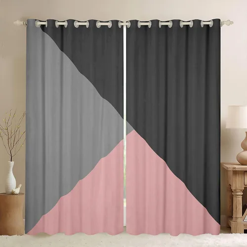 Miniatura 30 de Cortinas opacas de 38 pulgadas de ancho x 45 pulgadas de largo, cortinas opacas de triángulo geométrico naranja, negro, gris claro, cortinas