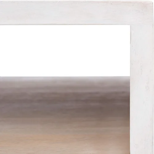 Miniatura 4 de Safavieh Home Collection Mesa de centro con patas de horquilla de latón y lavado blanco de mediados de siglo de caléndula Blanco lavado y latón