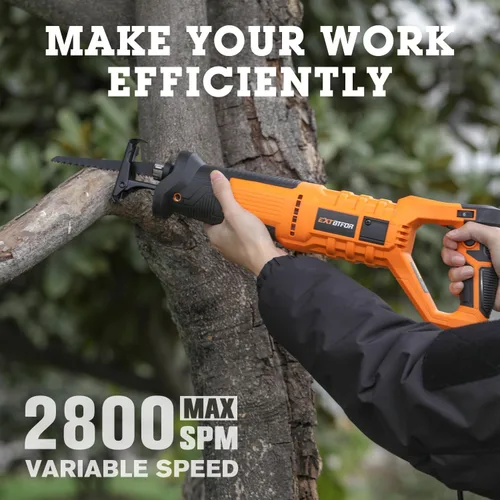 Miniatura 2 de Sierra recíproca de 7 amperios, mango giratorio de 360 ° con velocidad variable, longitud de carrera de 1-1/10 pulgadas equipada con 5 hojas
