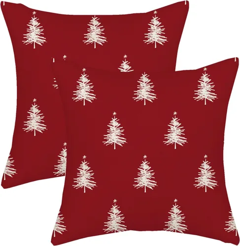 Miniatura 23 de AGAYNA Juego de 2 fundas de almohada decorativas con diseño de acuarela verde salvia para árbol de Navidad de 16 x 16 pulgadas, para sofá, invierno